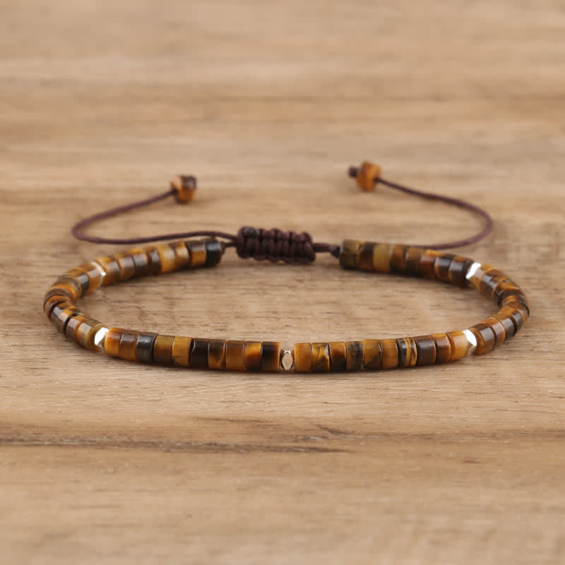 Olivenorma 2.4mm Natural Stone Roller Beads Braided Bracelet - Tiger Eye - image 4
