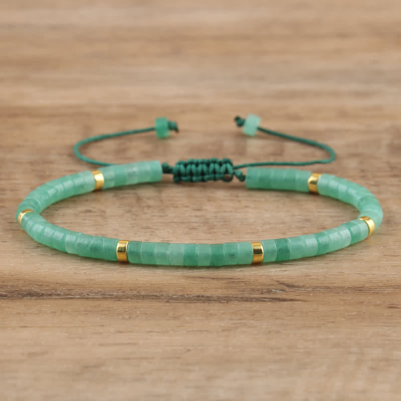 Olivenorma 2.4mm Natural Stone Roller Beads Braided Bracelet - Green Aventurine - image 5
