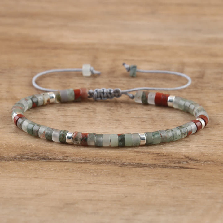 Olivenorma 2.4mm Natural Stone Roller Beads Braided Bracelet - Blood Stone - image 6