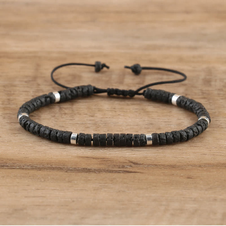 Olivenorma 2.4mm Natural Stone Roller Beads Braided Bracelet - Lava Stone - image 10