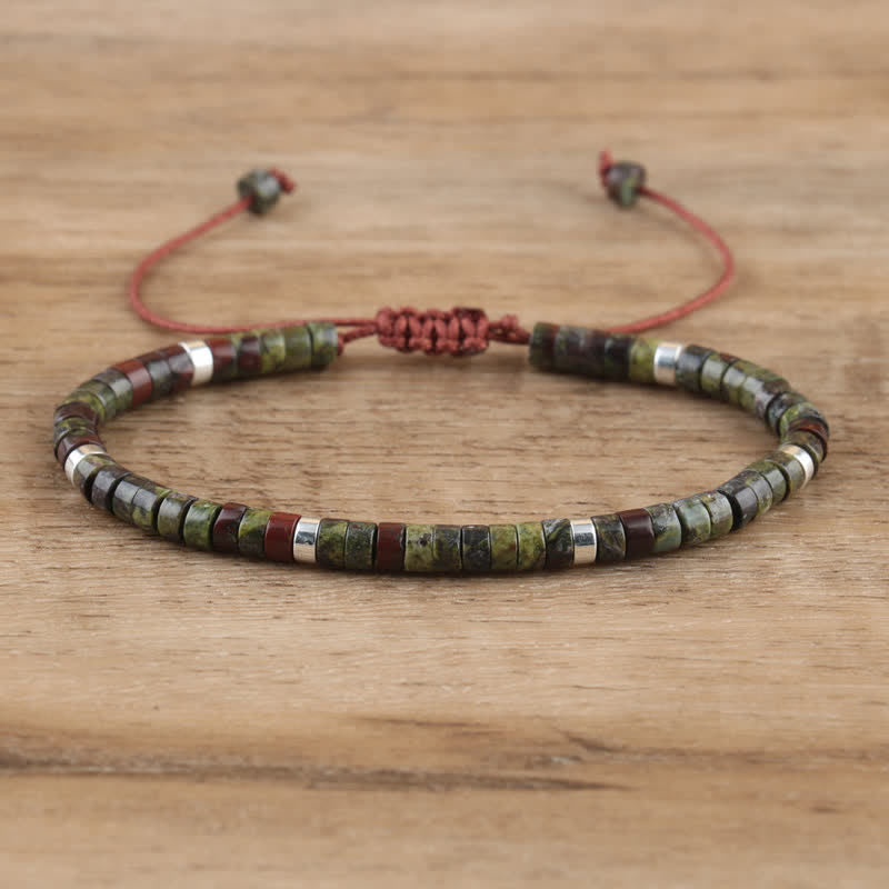 Olivenorma 2.4mm Natural Stone Roller Beads Braided Bracelet - Dragon Blood Stone - image 16