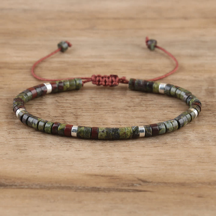 Olivenorma 2.4mm Natural Stone Roller Beads Braided Bracelet - Dragon Blood Stone - image 16