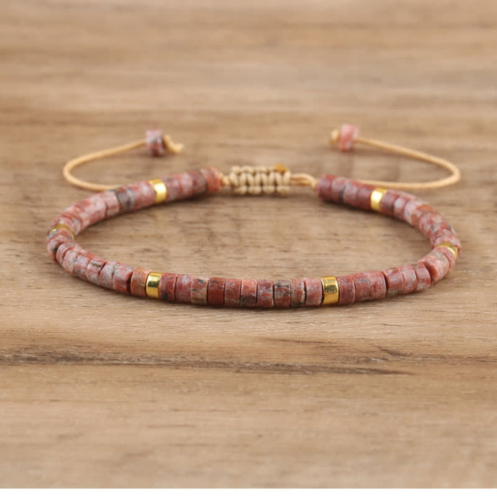 Olivenorma 2.4mm Natural Stone Roller Beads Braided Bracelet - Granite - image 9
