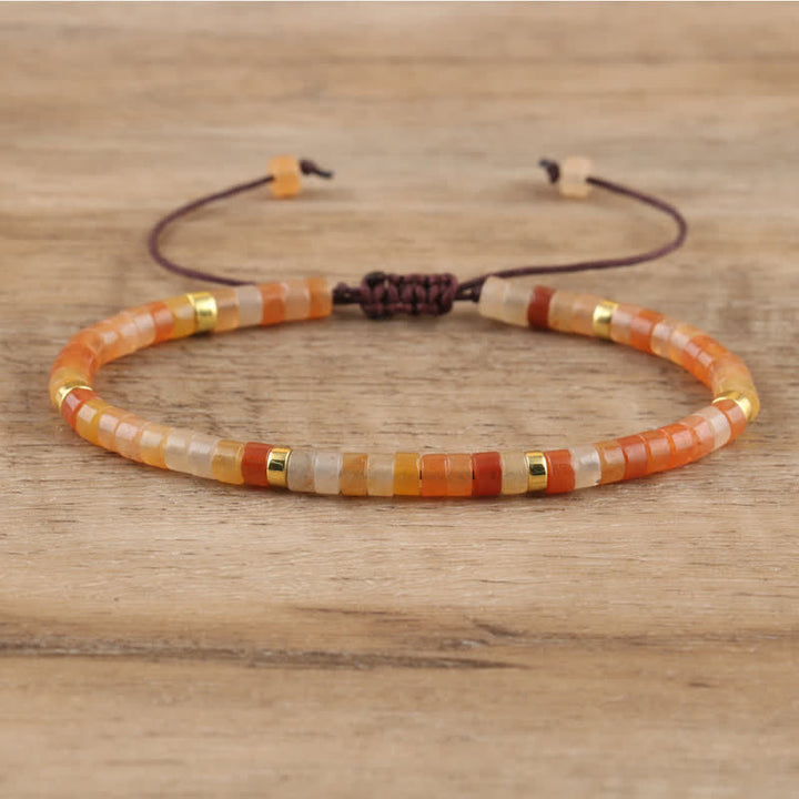 Olivenorma 2.4mm Natural Stone Roller Beads Braided Bracelet - Red Aventurine - image 17