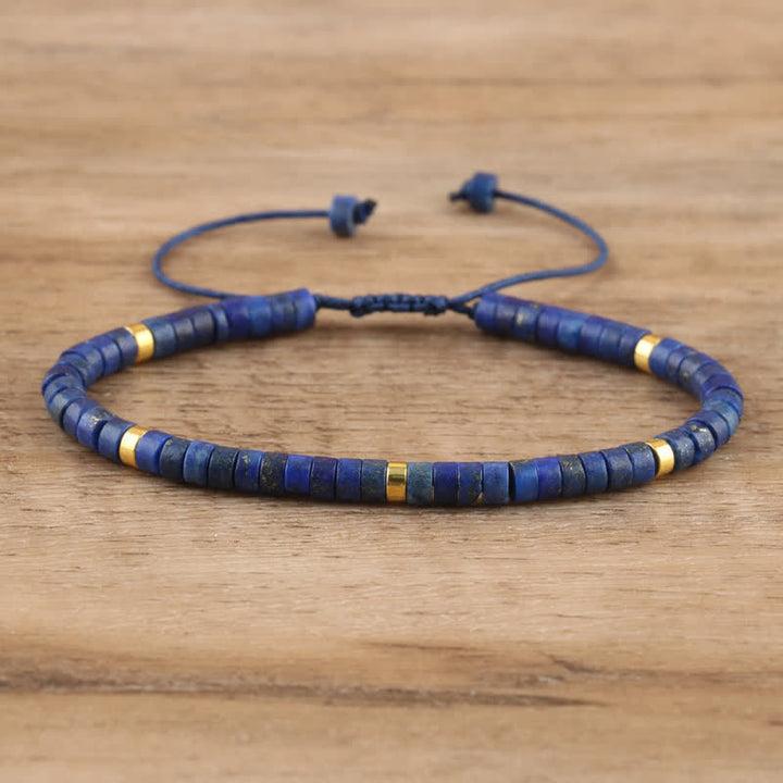 Olivenorma 2.4mm Natural Stone Roller Beads Braided Bracelet - Lapis Lazuli - image 19