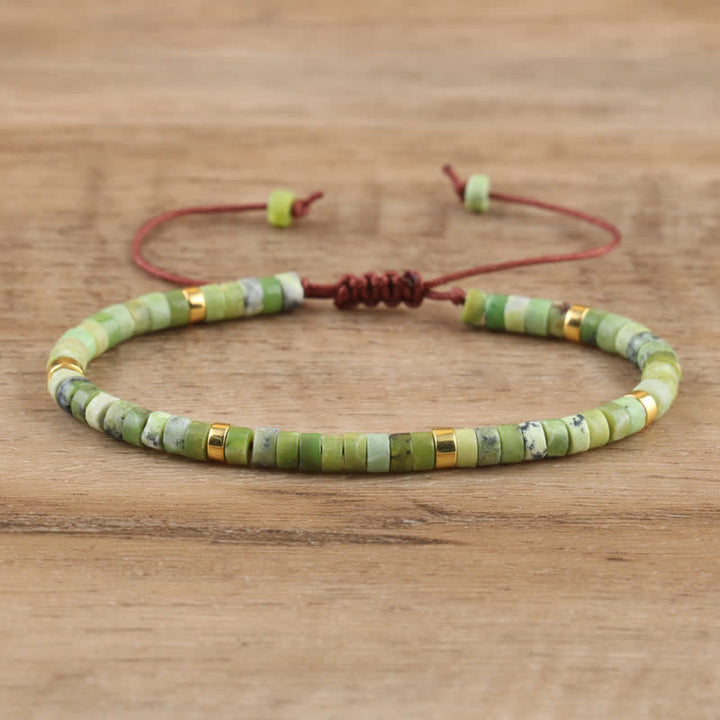 Olivenorma 2.4mm Natural Stone Roller Beads Braided Bracelet - Chrysoprase - image 21