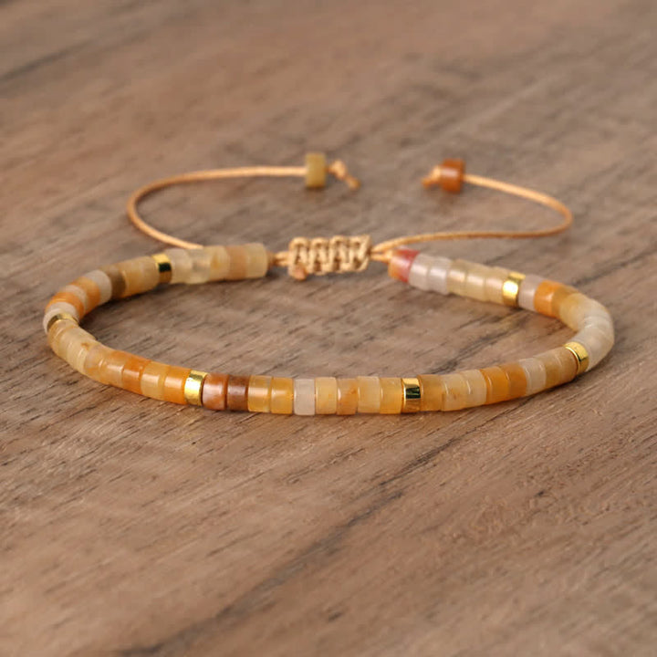 Olivenorma 2.4mm Natural Stone Roller Beads Braided Bracelet - Yellow Aventurine - image 23
