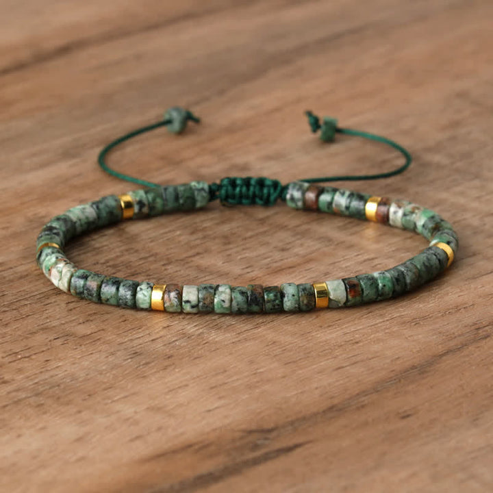 Olivenorma 2.4mm Natural Stone Roller Beads Braided Bracelet - African Turquoise - image 32