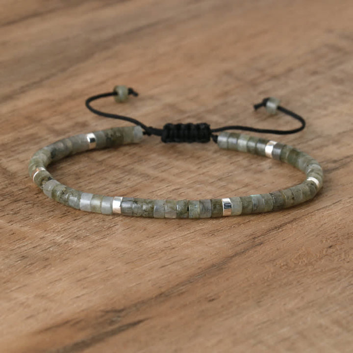 Olivenorma 2.4mm Natural Stone Roller Beads Braided Bracelet - Grey Flashing Stone - image 27