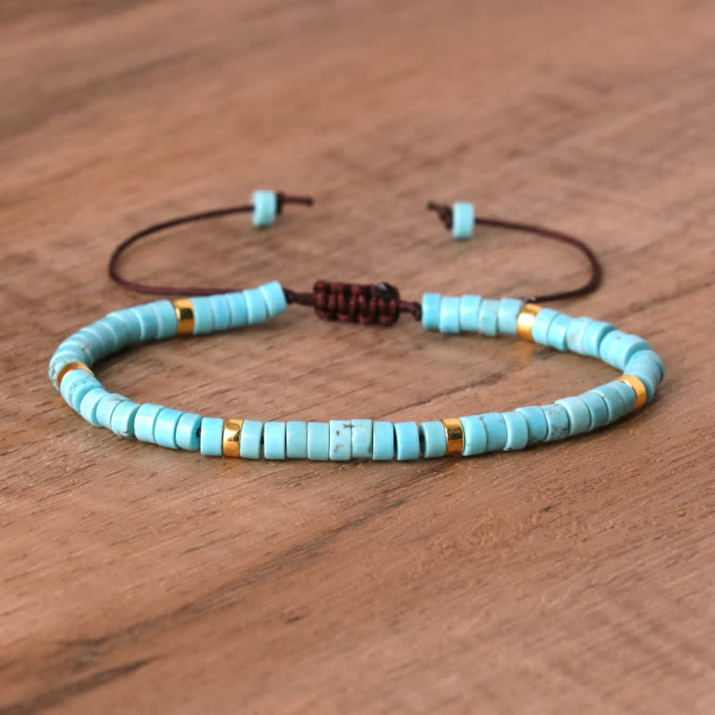 Olivenorma 2.4mm Natural Stone Roller Beads Braided Bracelet - Turquoise - image 31