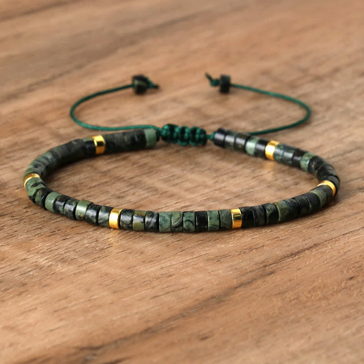 Olivenorma 2.4mm Natural Stone Roller Beads Braided Bracelet - Kambamba Jasper - image 40