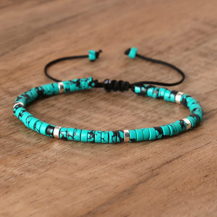 Olivenorma 2.4mm Natural Stone Roller Beads Braided Bracelet - Turquoise#1 - image 36