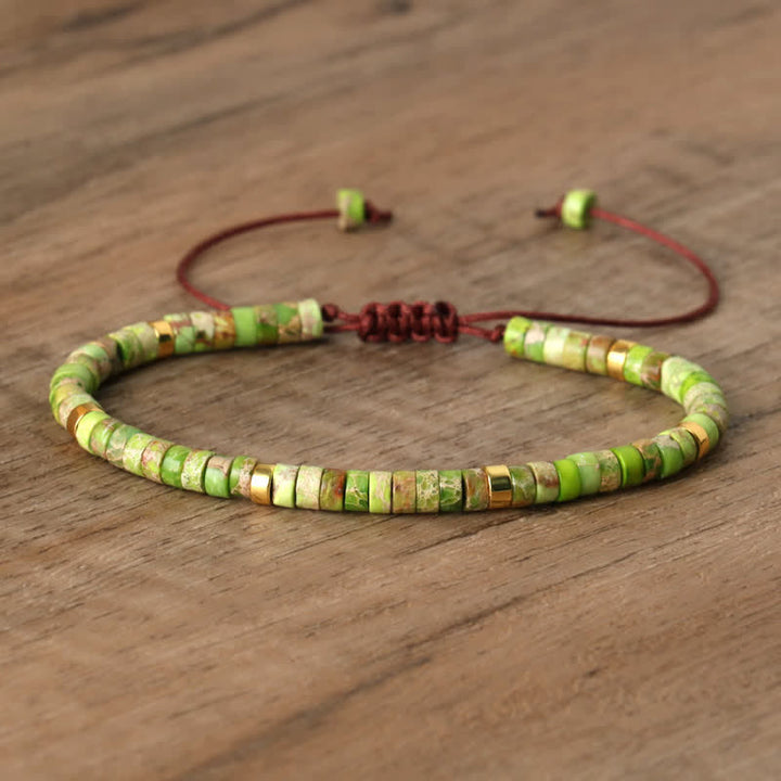 Olivenorma 2.4mm Natural Stone Roller Beads Braided Bracelet - Green Emperor Stone - image 43