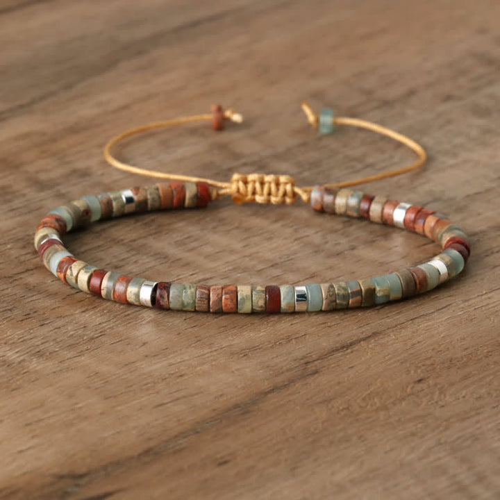 Olivenorma 2.4mm Natural Stone Roller Beads Braided Bracelet - Agalmatolite - image 48