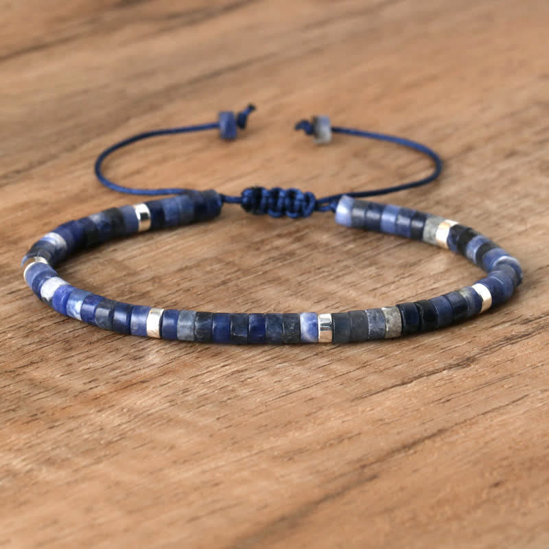 Olivenorma 2.4mm Natural Stone Roller Beads Braided Bracelet - Sodalite - image 42