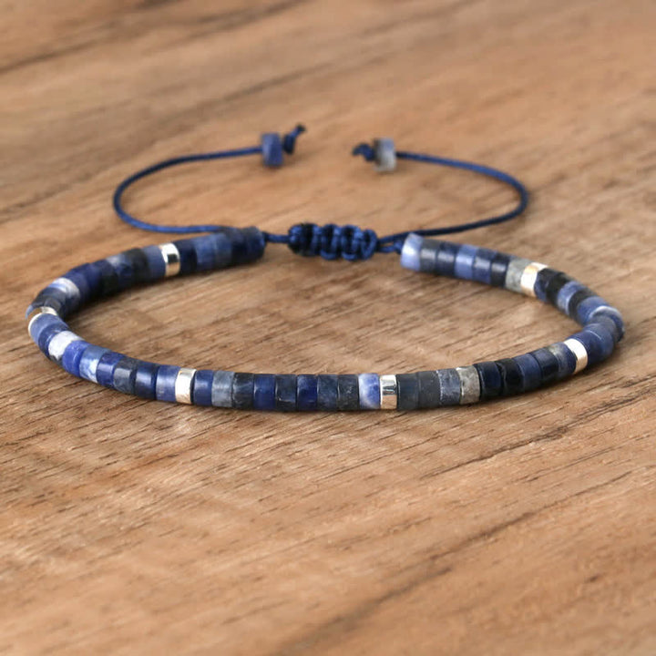 Olivenorma 2.4mm Natural Stone Roller Beads Braided Bracelet - Sodalite - image 42