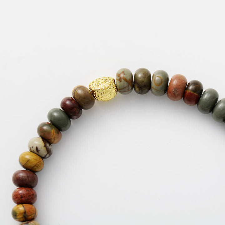 Olivenorma Natural Stone Roller Beads Elastic Beaded Bracelet - image 3