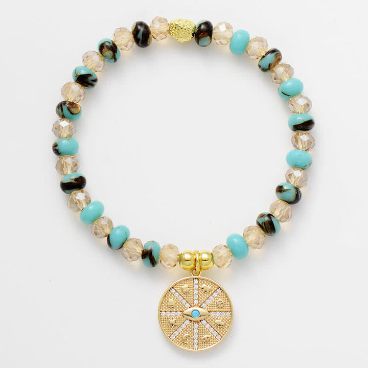 Olivenorma Natural Stone Roller Beads Elastic Beaded Bracelet - Turquoise - image 4