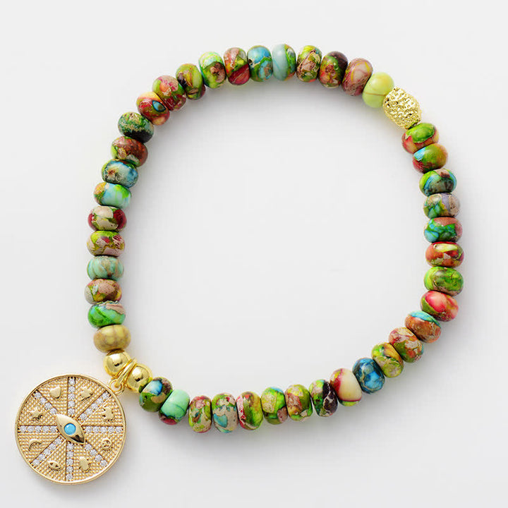 Olivenorma Natural Stone Roller Beads Elastic Beaded Bracelet - image 1