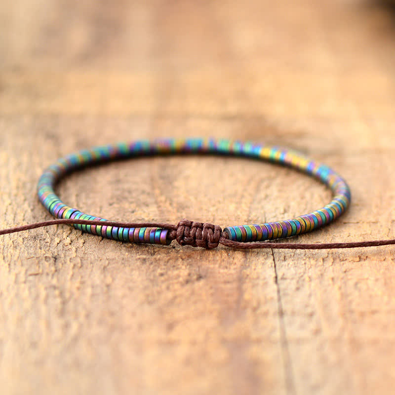 Olivenorma Electroplated Color Hematite Beads Adjustable Braided Bracelet - image 2