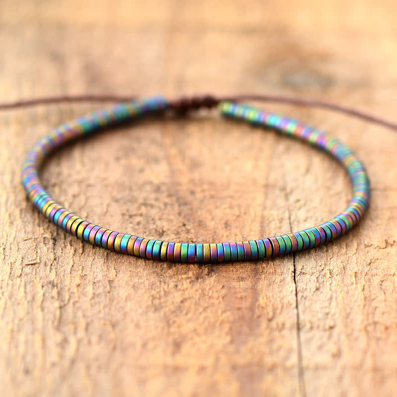 Olivenorma Electroplated Color Hematite Beads Adjustable Braided Bracelet - image 1