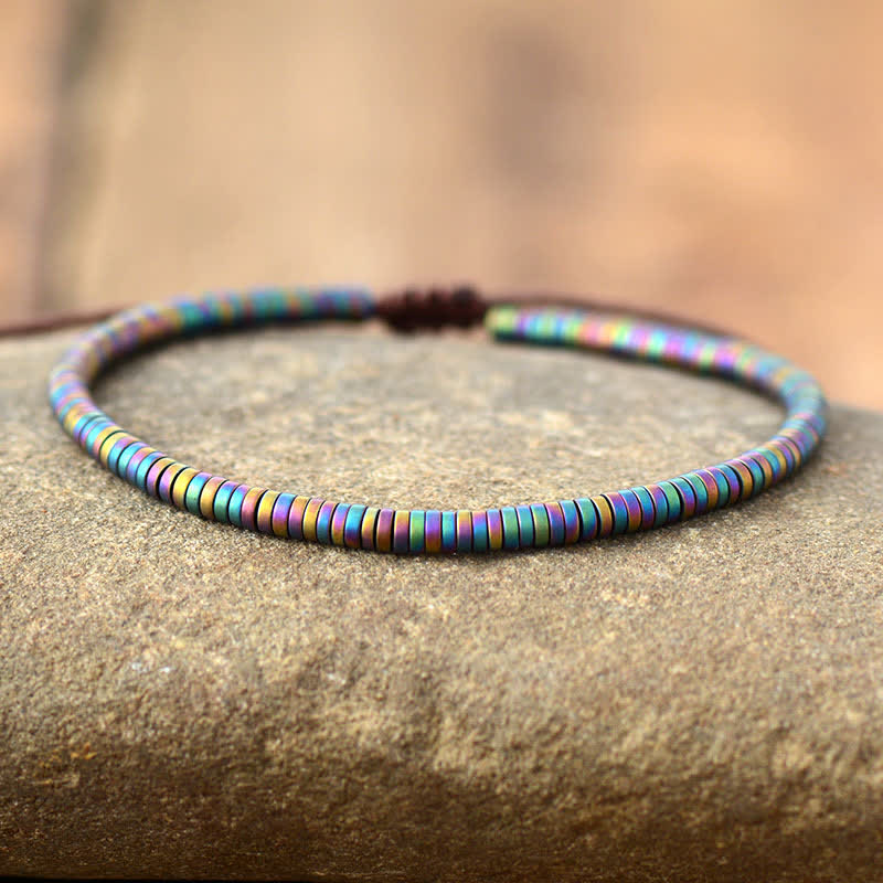 Olivenorma Electroplated Color Hematite Beads Adjustable Braided Bracelet - Electroplated Color Hematite - image 0