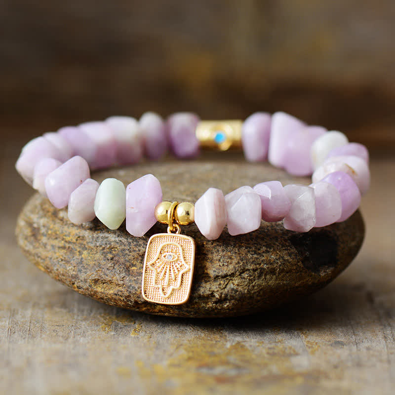 Olivenorma Natural Irregular Lepidolite Hamsa Pendant Bracelet - Lepidolite - image 0