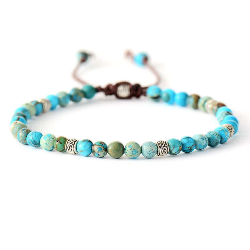 Olivenorma Natural Stone Antique Metal Roller Beads Braided Bracelet - Emperor Stone - image 4