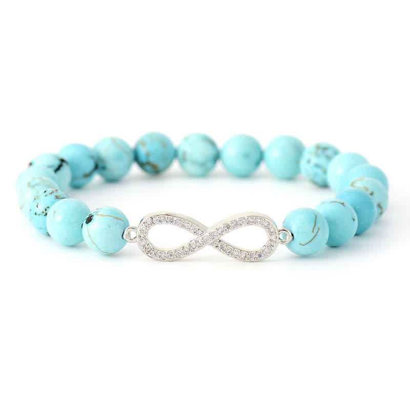 Olivenorma 8mm Natural Stone Eternal Infinity Pendant Bracelet - Turquoise - image 1