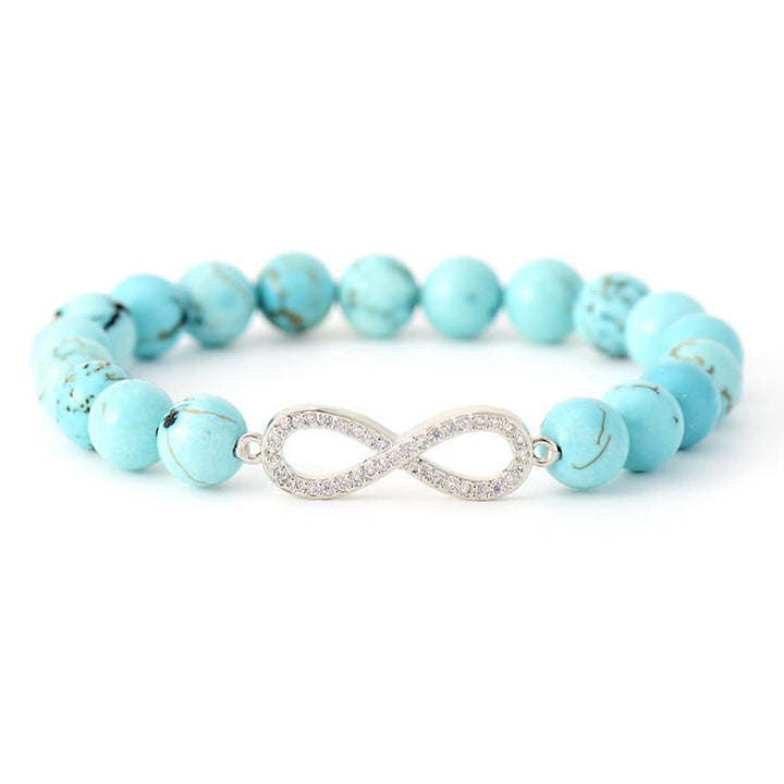 Olivenorma 8mm Natural Stone Eternal Infinity Pendant Bracelet - Turquoise - image 1