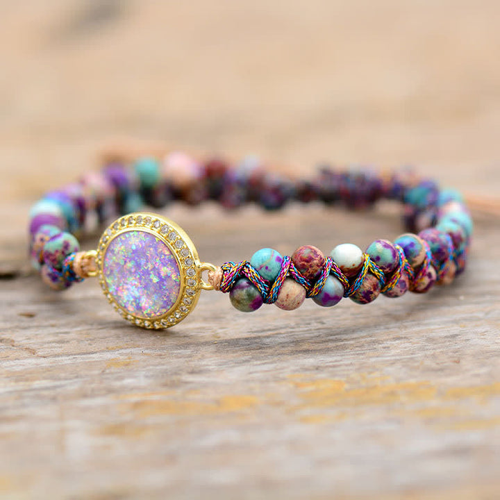 Olivenorma Opal Double Layer Purple Emperor Stone Braided Bracelet - image 3