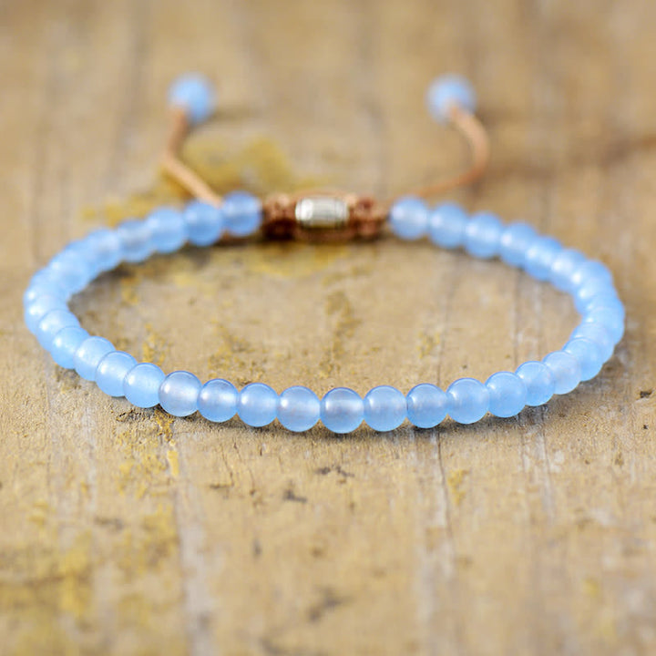 Olivenorma Natural Stone Beads Adjustable Braided Bracelet - Aquamarine - image 10
