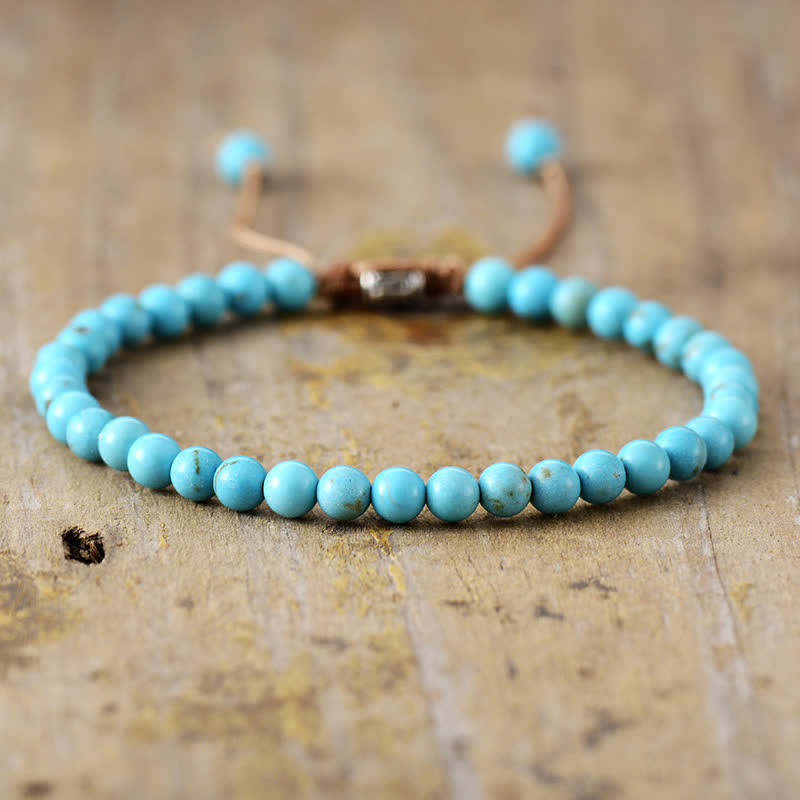 Olivenorma Natural Stone Beads Adjustable Braided Bracelet - Turquoise - image 2