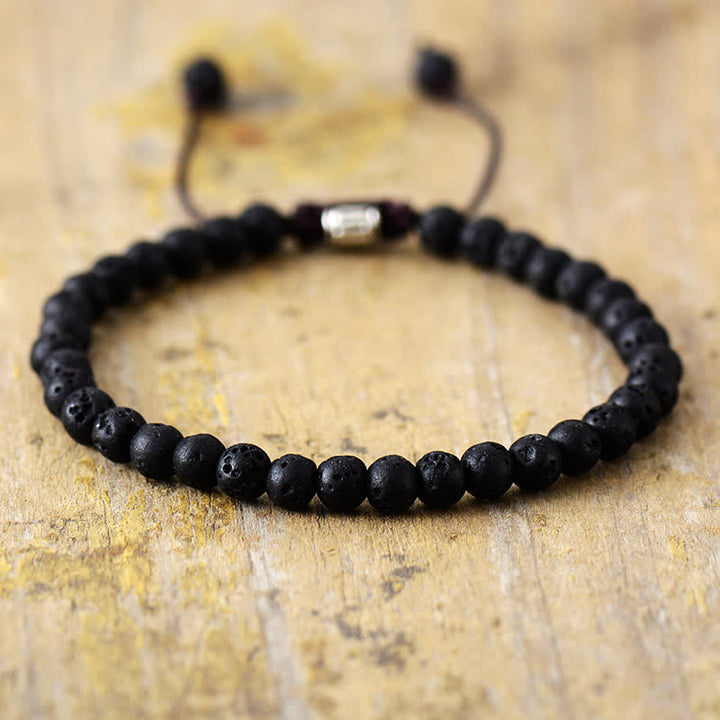 Olivenorma Natural Stone Beads Adjustable Braided Bracelet - Lava Stone - image 6