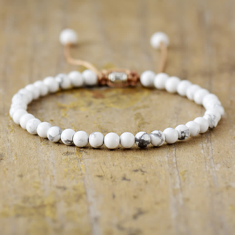Olivenorma Natural Stone Beads Adjustable Braided Bracelet - Howlite - image 12