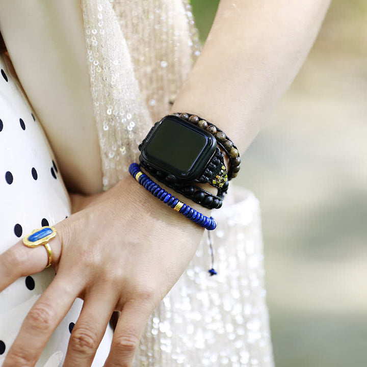Olivenorma Lapis Lazuli White Turquoise Braided Bracelet - image 1