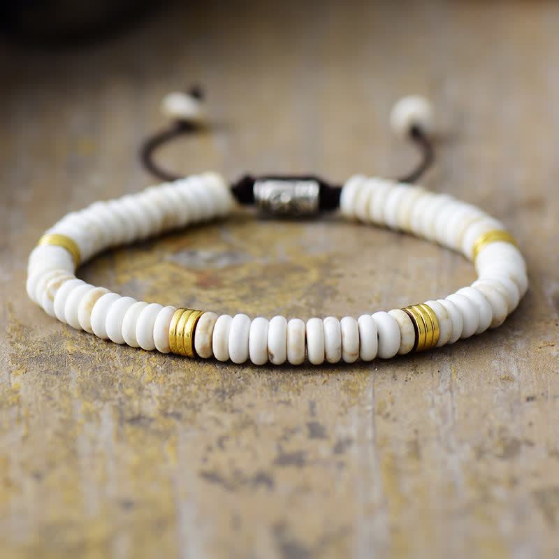 Olivenorma Lapis Lazuli White Turquoise Braided Bracelet - White Turquoise - image 4