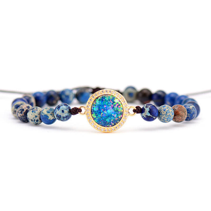 Olivenorma Blue Opal Emperor Stone Adjustable Braided Bracelet - image 3