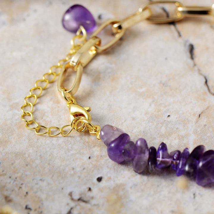 Olivenorma Irregular Natural Crystal Gold Plated Chain Bracelet - image 2