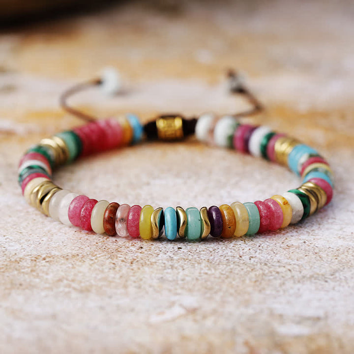 Olivenorma Natural Stone Roller Beads Beads Adjustable Braided Bracelet - Tourmaline - image 5