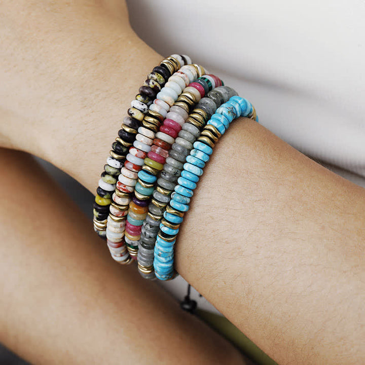 Olivenorma Natural Stone Roller Beads Beads Adjustable Braided Bracelet - image 2