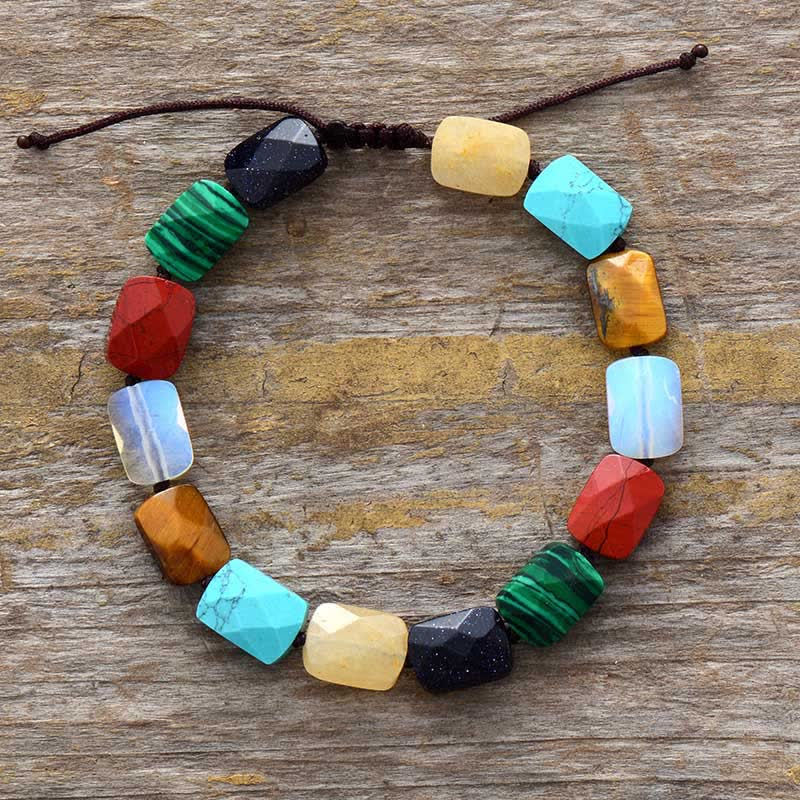 Olivenorma Natural Crystal Rectangular Beads Adjustable Braided Bracelet - Bracelet - image 0