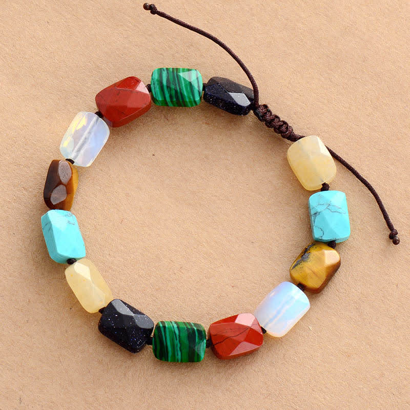 Olivenorma Natural Crystal Rectangular Beads Adjustable Braided Bracelet - image 2