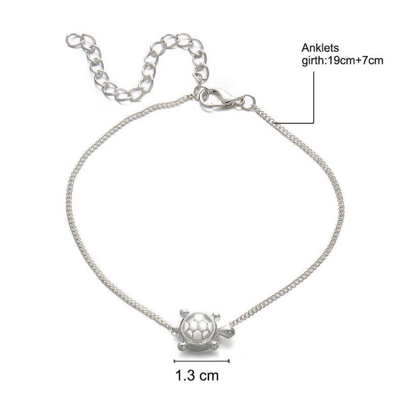 Olivenorma Handmade Silver Color Turtle Alloy Anklet - image 6