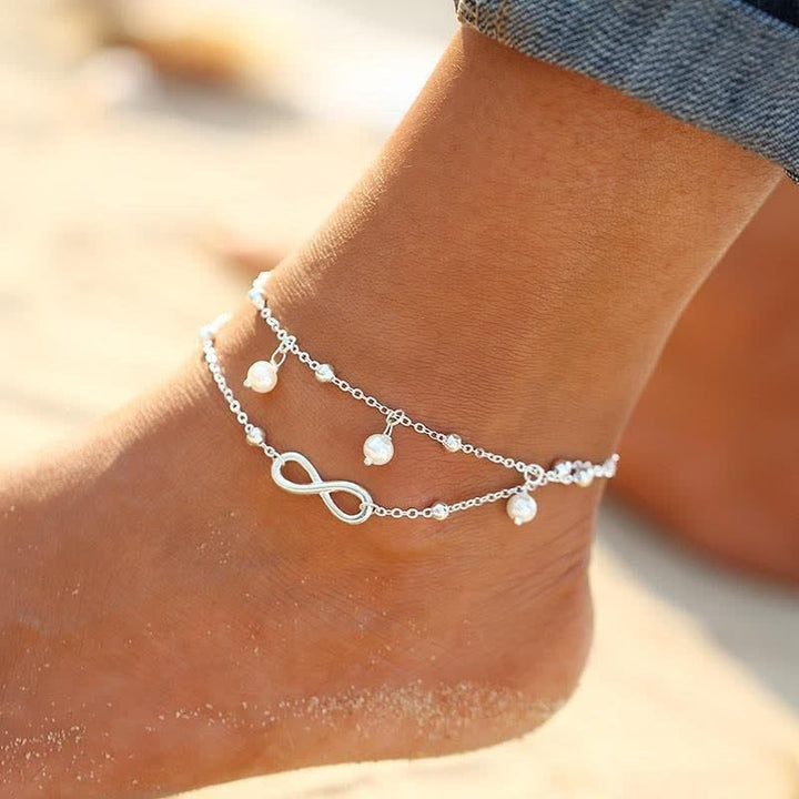 Olivenorma Pearl Infinity Pandant Double Layer Anklet - Anklet - image 0