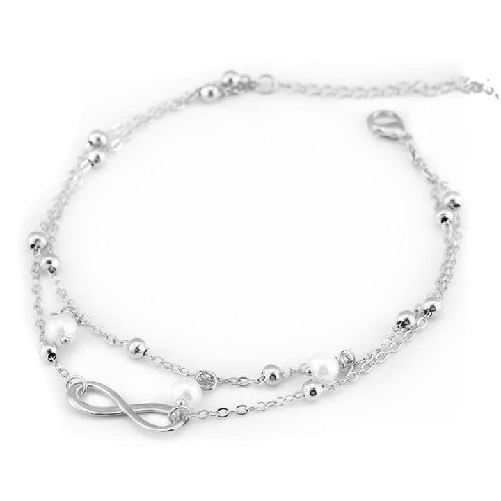 Olivenorma Pearl Infinity Pandant Double Layer Anklet - image 3