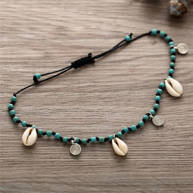 Olivenorma Bohemian Style Turquoise Shell Alloy Pendant Anklet - image 4
