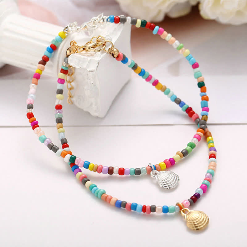Olivenorma Colored Beads Shell Pendant Beach Anklet - image 4