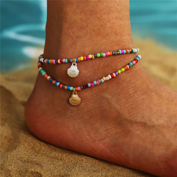 Olivenorma Colored Beads Shell Pendant Beach Anklet - image 0