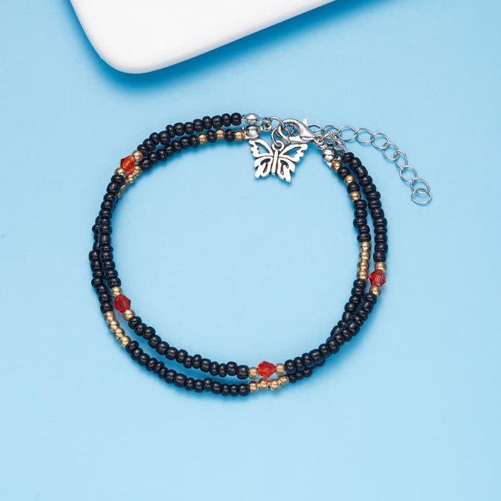 Olivenorma Butterfly Pendant Rice Beads Multi-layer Anklet - image 11